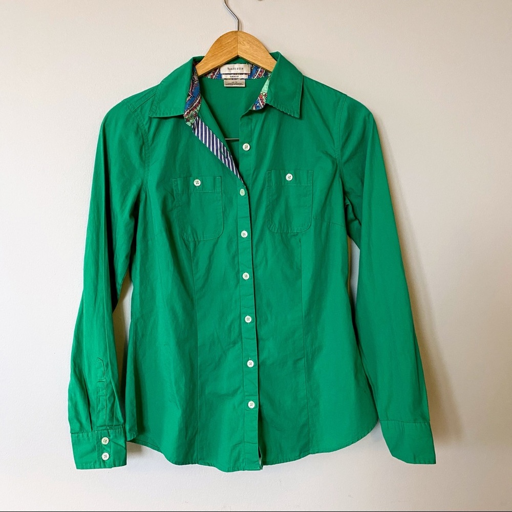 VAN HEUSEN XS Green Button Down